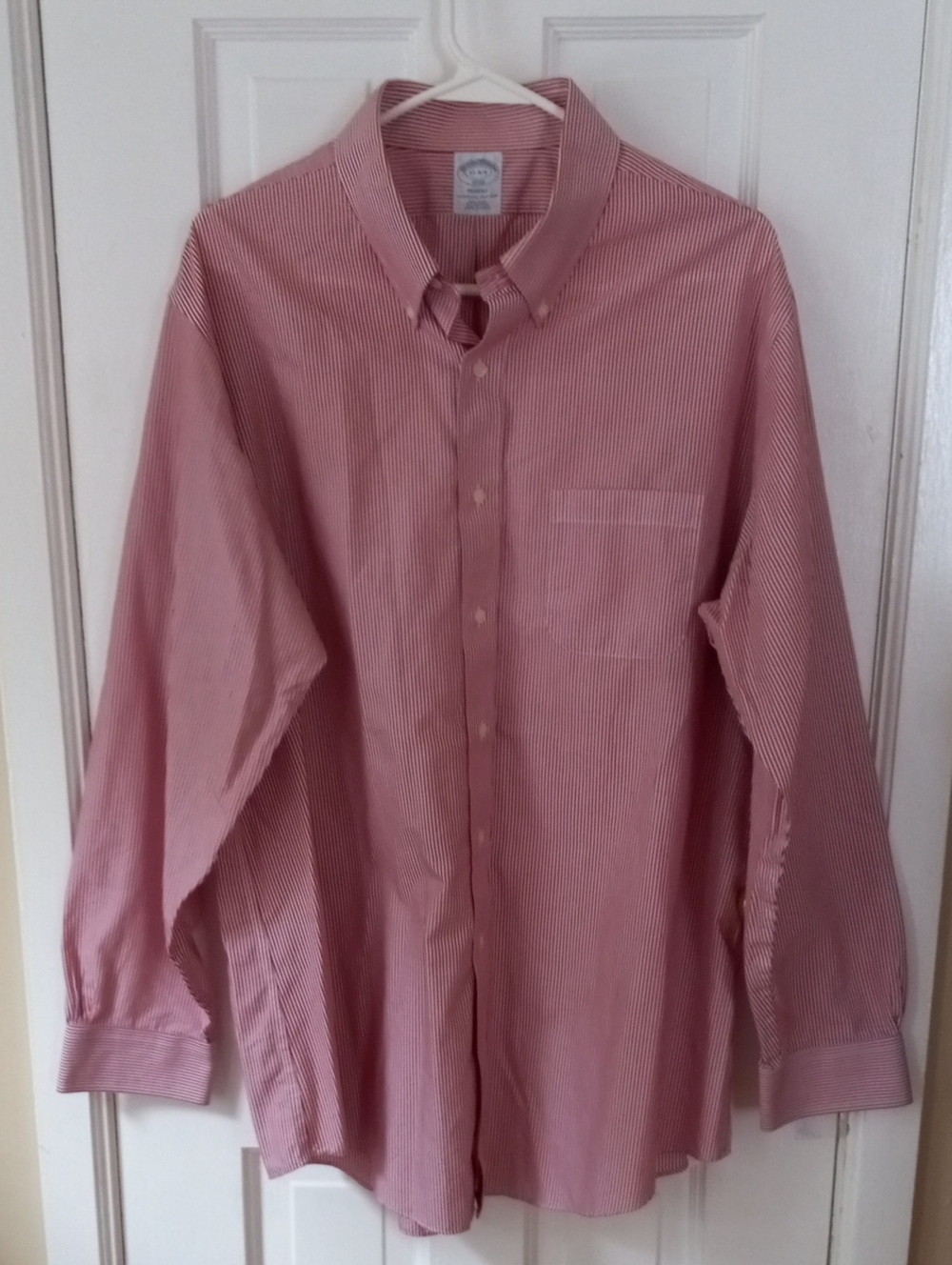 Red & White Striped Polo Button Down Shirt